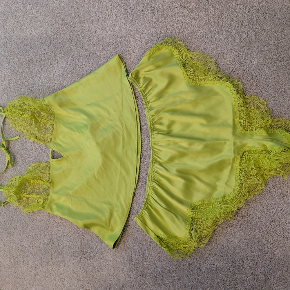 Victoria's Secret Satin Lingerie in Bright Green